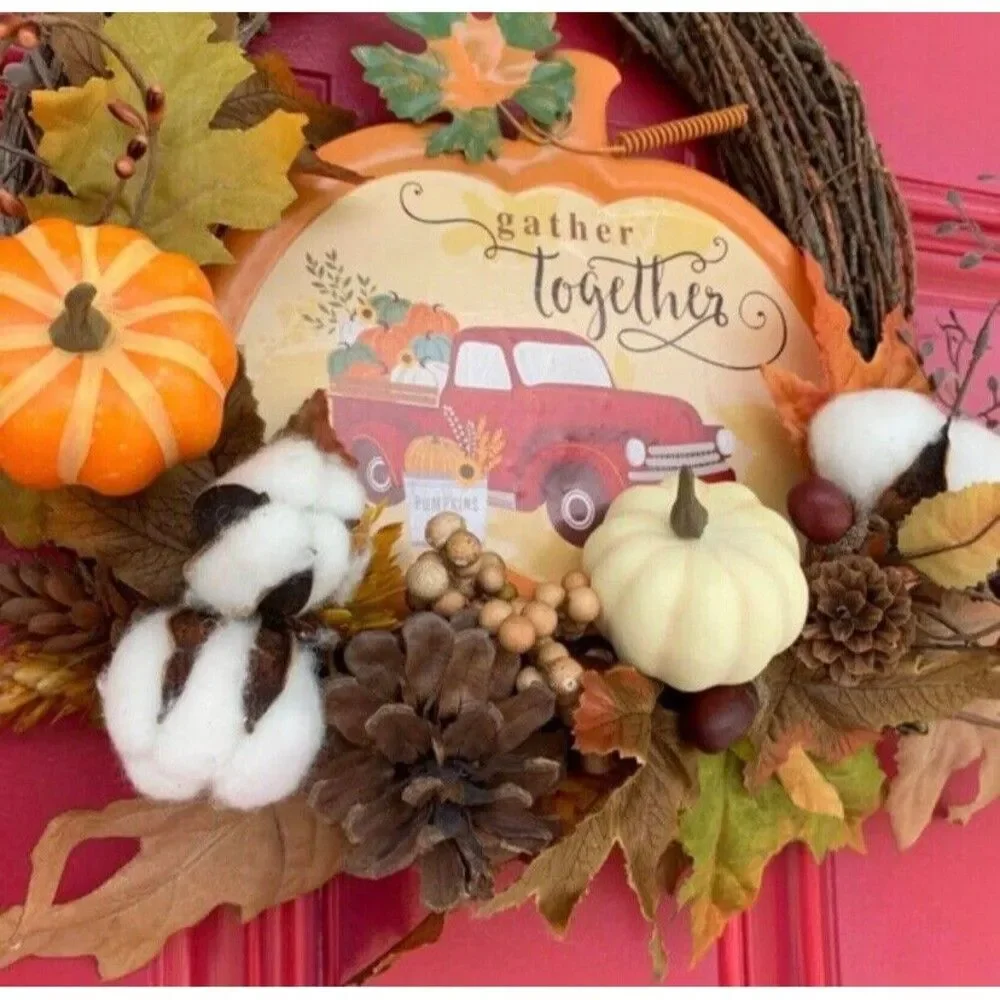 Fall Wreath, Pinecones, Berries, Acorns, Fall Leaves, Pumpkins, Autumn Wreath